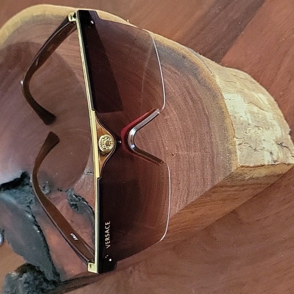 Sunglasses, Large Brown and Gold Tone, padded nose guard